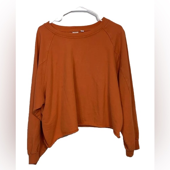 collusion Sweaters - Collusion Womens Size 14 Orange Cropped Sweater Long Sleeve Crew Neck Pullover
